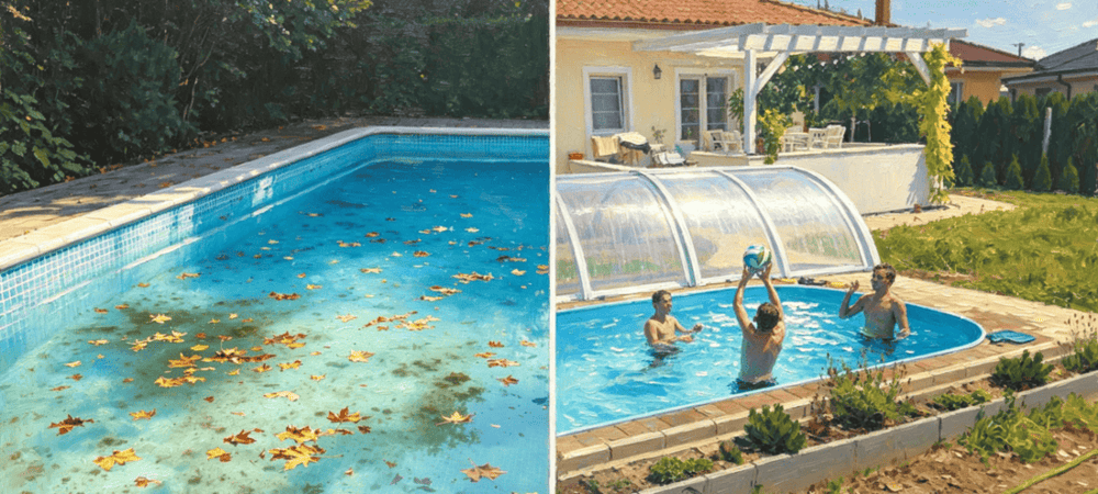 Before and after pool cover